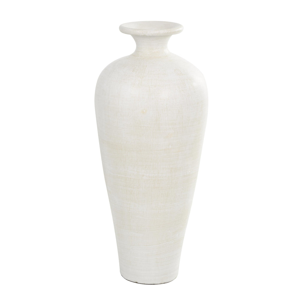 Grand vase décoratif de sol en céramique de forme amphore - Blanc - Roche River Decor