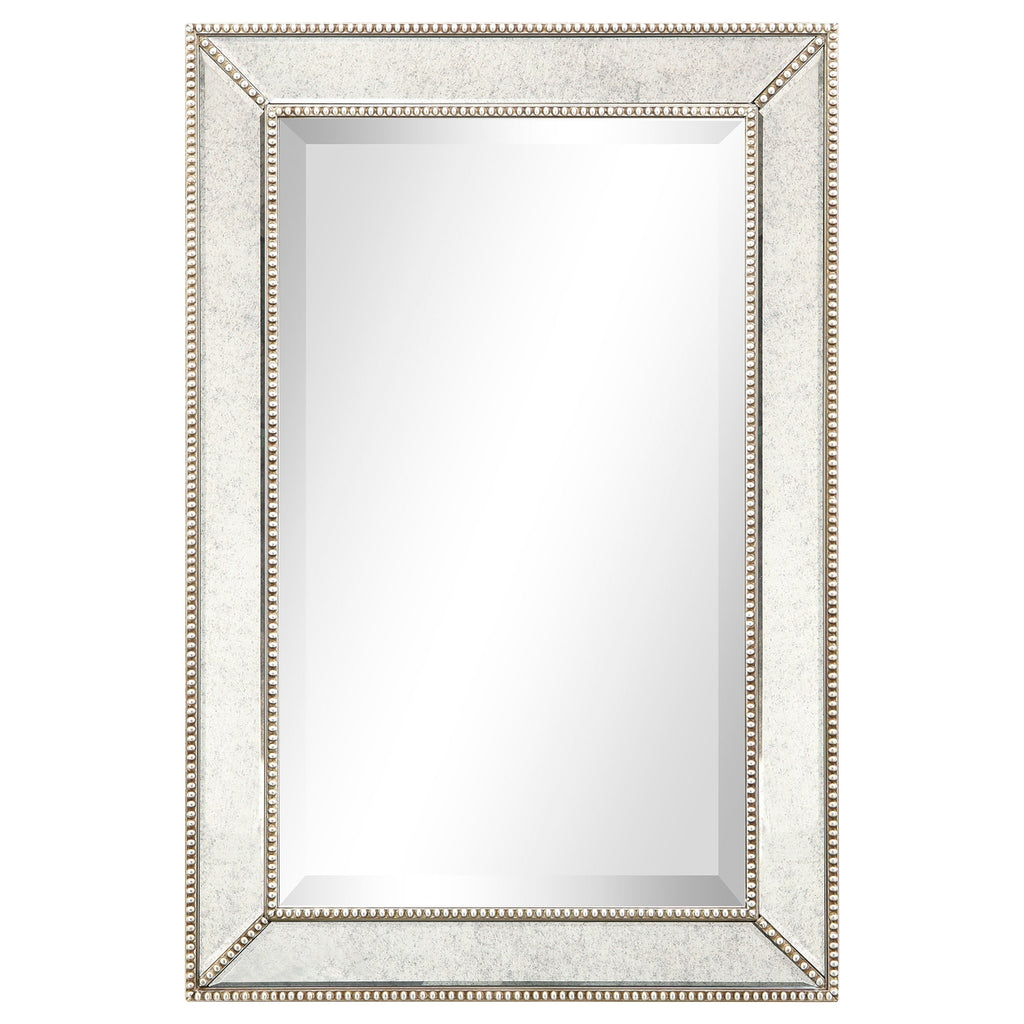 Miroir mural rectangulaire biseauté en perles de champagne - Transparent