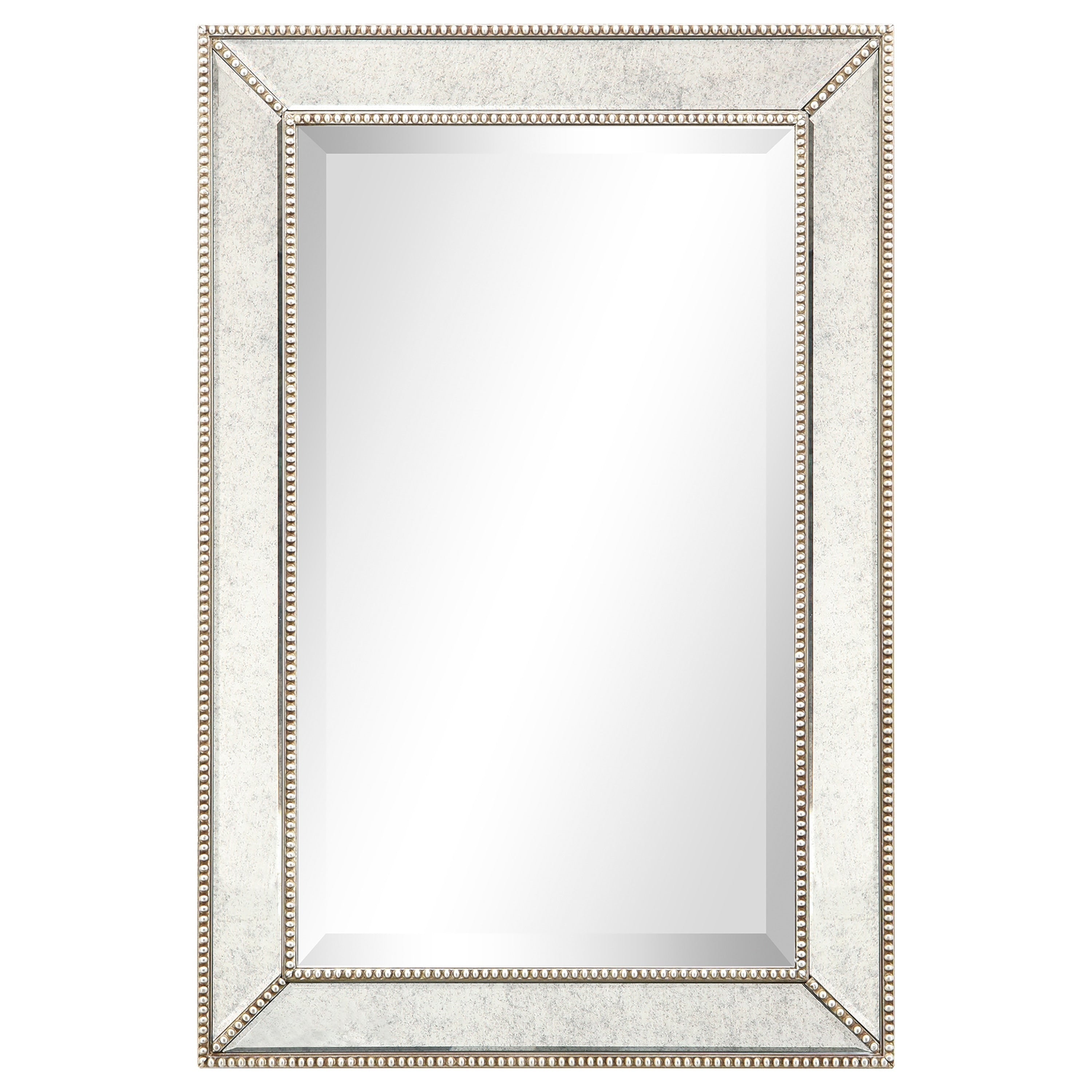 Miroir mural rectangulaire biseauté en perles de champagne - Transparent