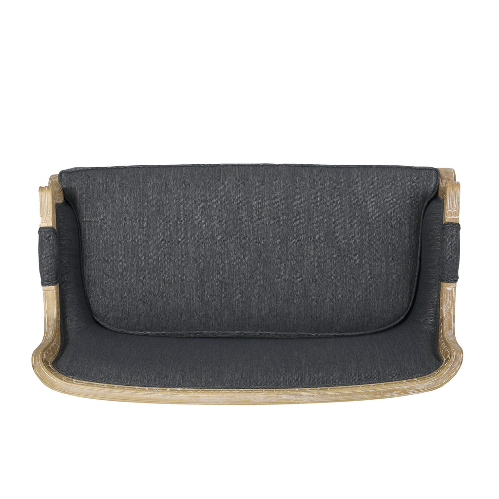 Canapé causeuse en bois anthracite avec cadre en bois d'hévéa