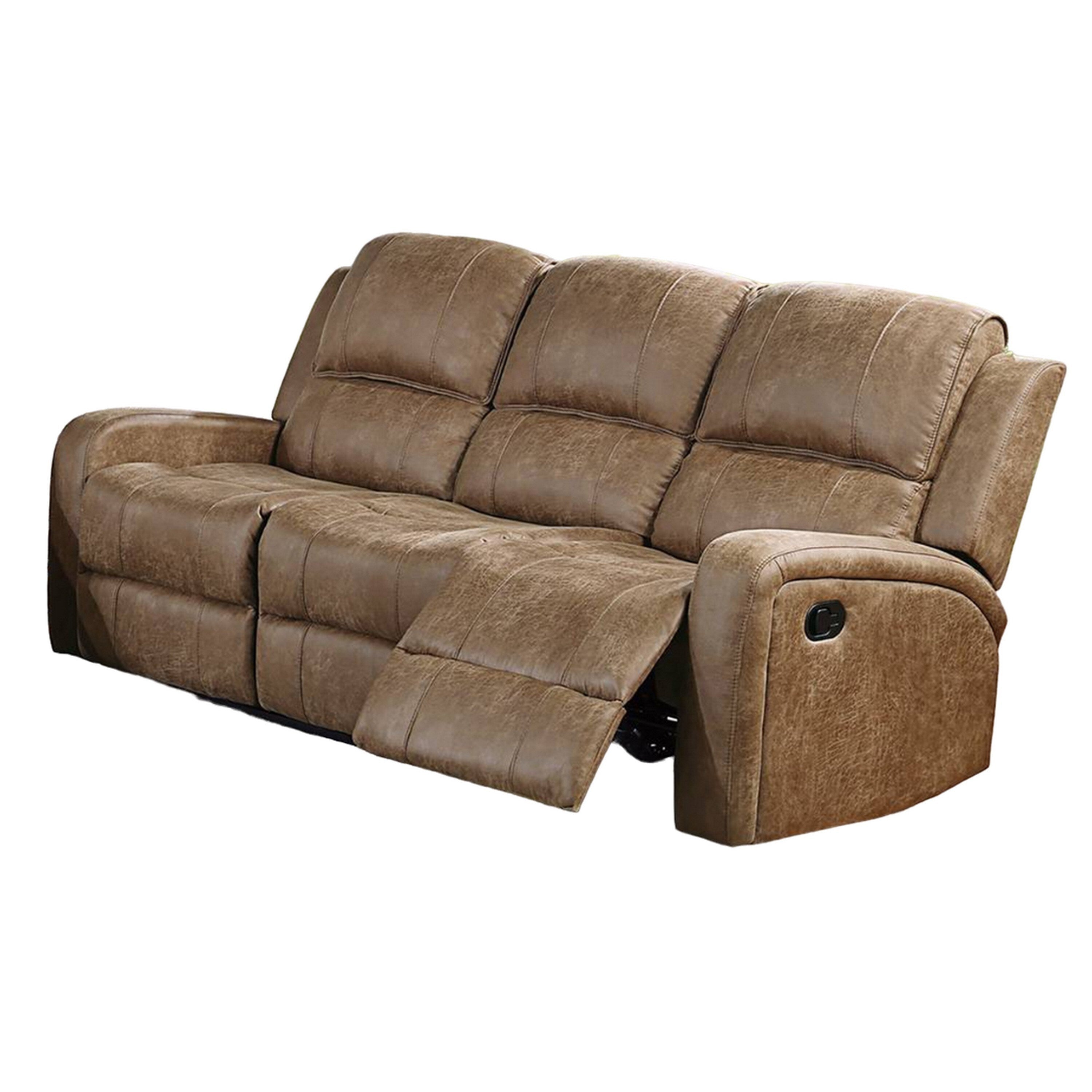 Canapé inclinable manuel Charles, similicuir marron châtain, 198 cm