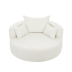 Fauteuil d'appoint en chenille, fauteuil rond avec base pivotante à 360 degrés et 3 coussins amovibles