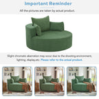 Fauteuil d'appoint en chenille, fauteuil rond avec base pivotante à 360 degrés et 3 coussins amovibles