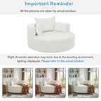 Fauteuil d'appoint en chenille, fauteuil rond avec base pivotante à 360 degrés et 3 coussins amovibles