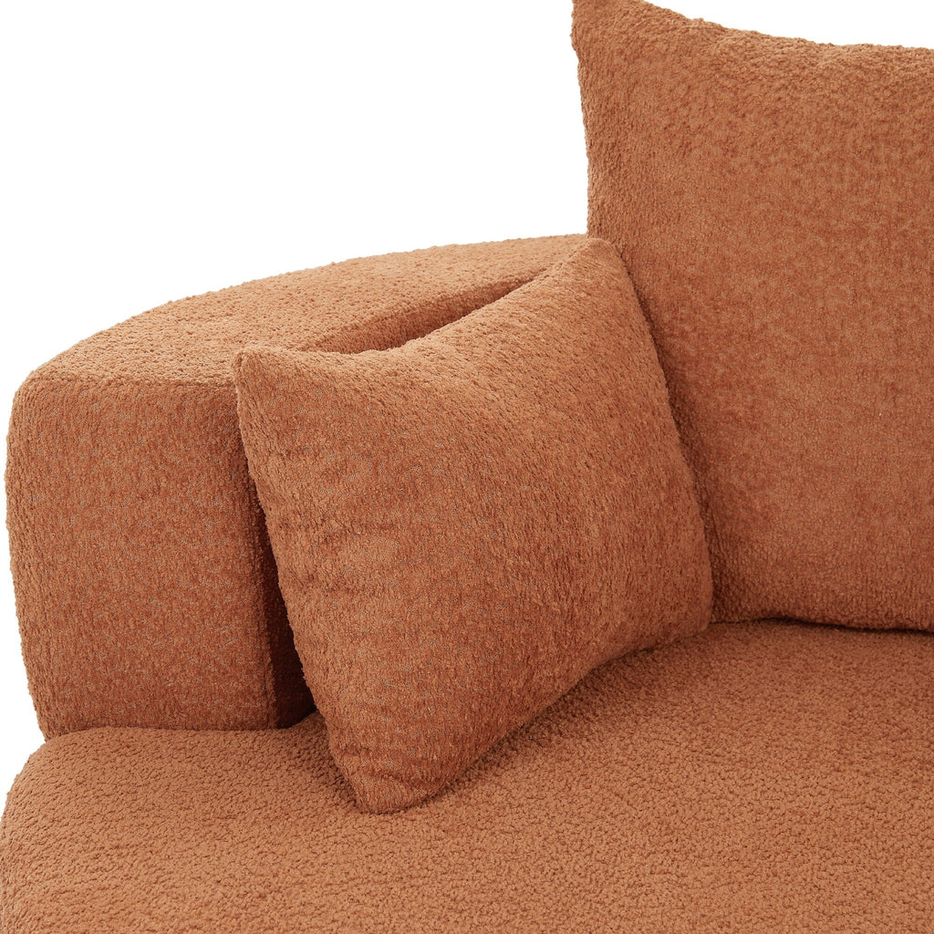 Fauteuil d'appoint en chenille, fauteuil rond avec base pivotante à 360 degrés et 3 coussins amovibles