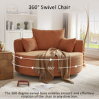 Fauteuil d'appoint en chenille, fauteuil rond avec base pivotante à 360 degrés et 3 coussins amovibles