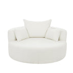 Fauteuil d'appoint en chenille, fauteuil rond avec base pivotante à 360 degrés et 3 coussins amovibles