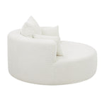 Fauteuil d'appoint en chenille, fauteuil rond avec base pivotante à 360 degrés et 3 coussins amovibles