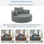 Fauteuil d'appoint en chenille, fauteuil rond avec base pivotante à 360 degrés et 3 coussins amovibles