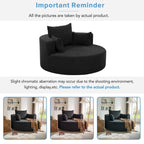 Fauteuil d'appoint en chenille, fauteuil rond avec base pivotante à 360 degrés et 3 coussins amovibles