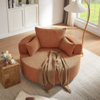 Fauteuil d'appoint en chenille, fauteuil rond avec base pivotante à 360 degrés et 3 coussins amovibles