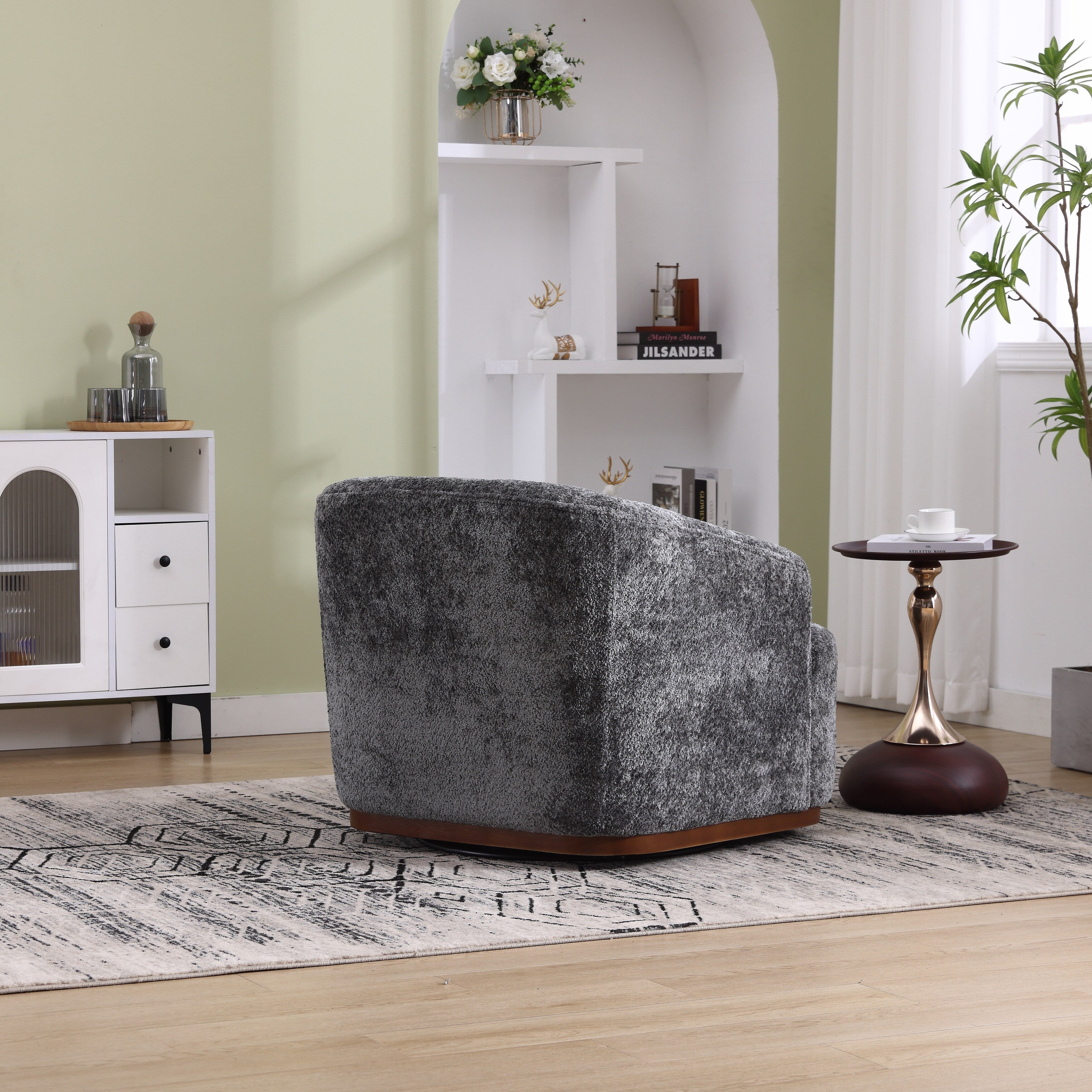 Fauteuil pivotant en chenille, canapé d'appoint confortable à 360 degrés pour salon, chambre et bureau avec coussin amovible