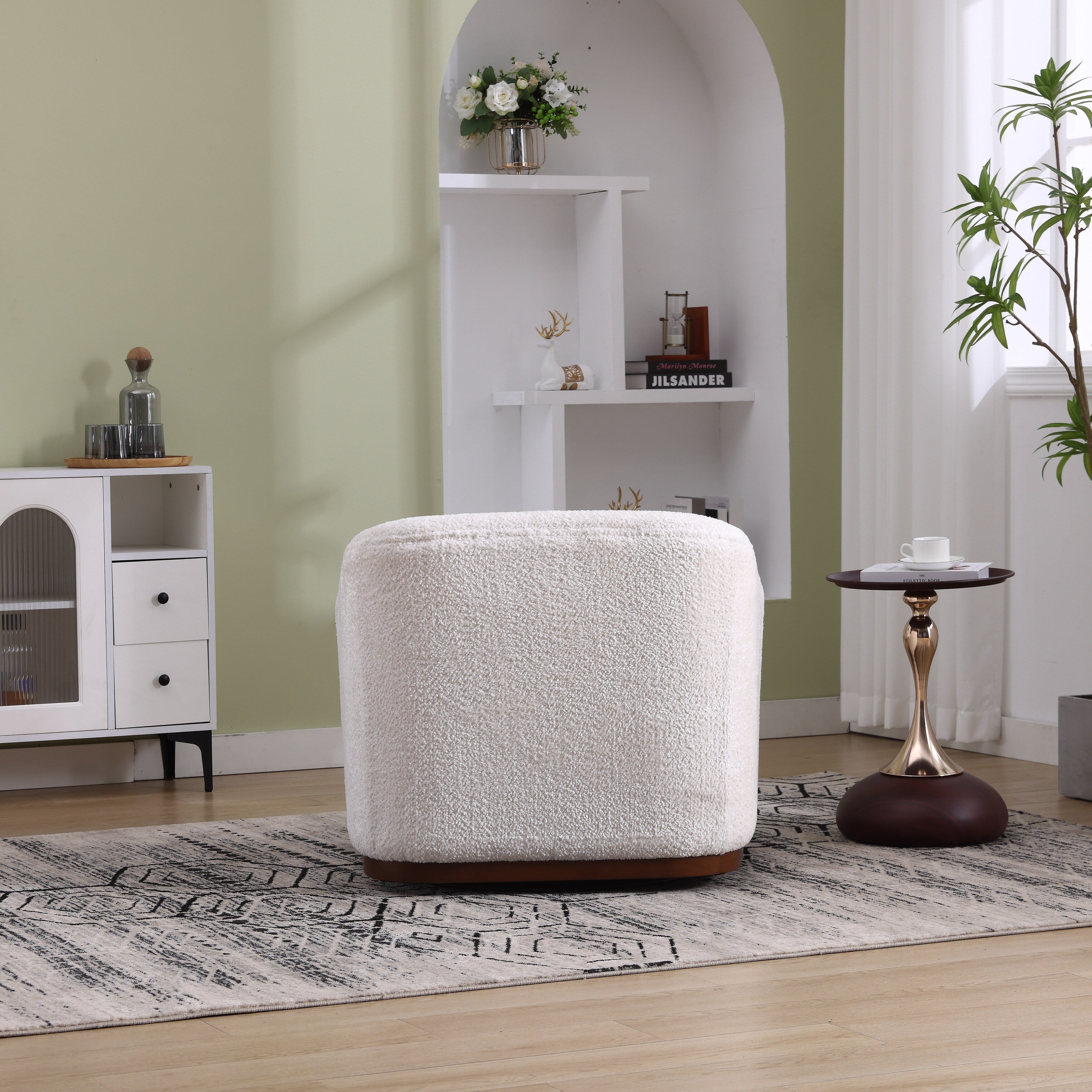 Fauteuil pivotant en chenille, canapé d'appoint confortable à 360 degrés pour salon, chambre et bureau avec coussin amovible
