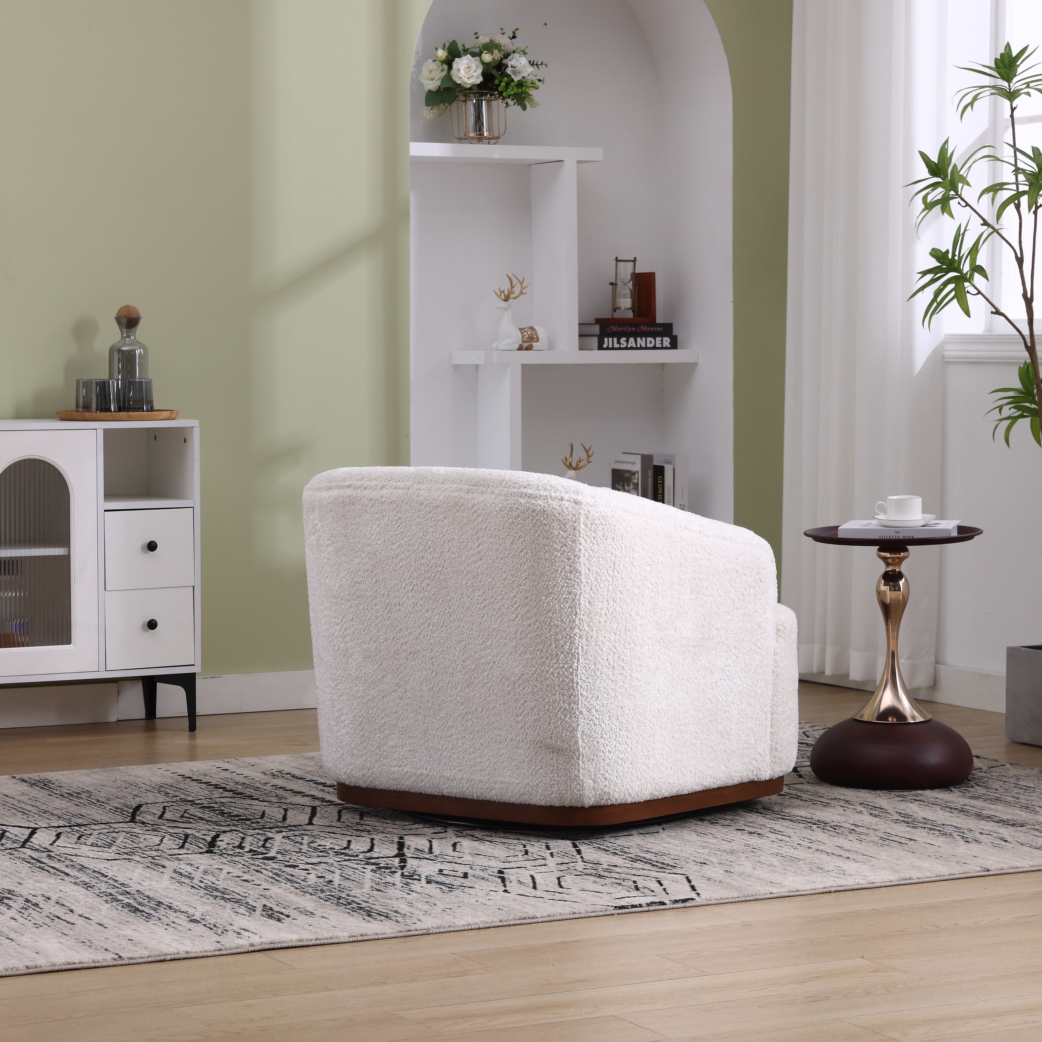 Fauteuil pivotant en chenille, canapé d'appoint confortable à 360 degrés pour salon, chambre et bureau avec coussin amovible