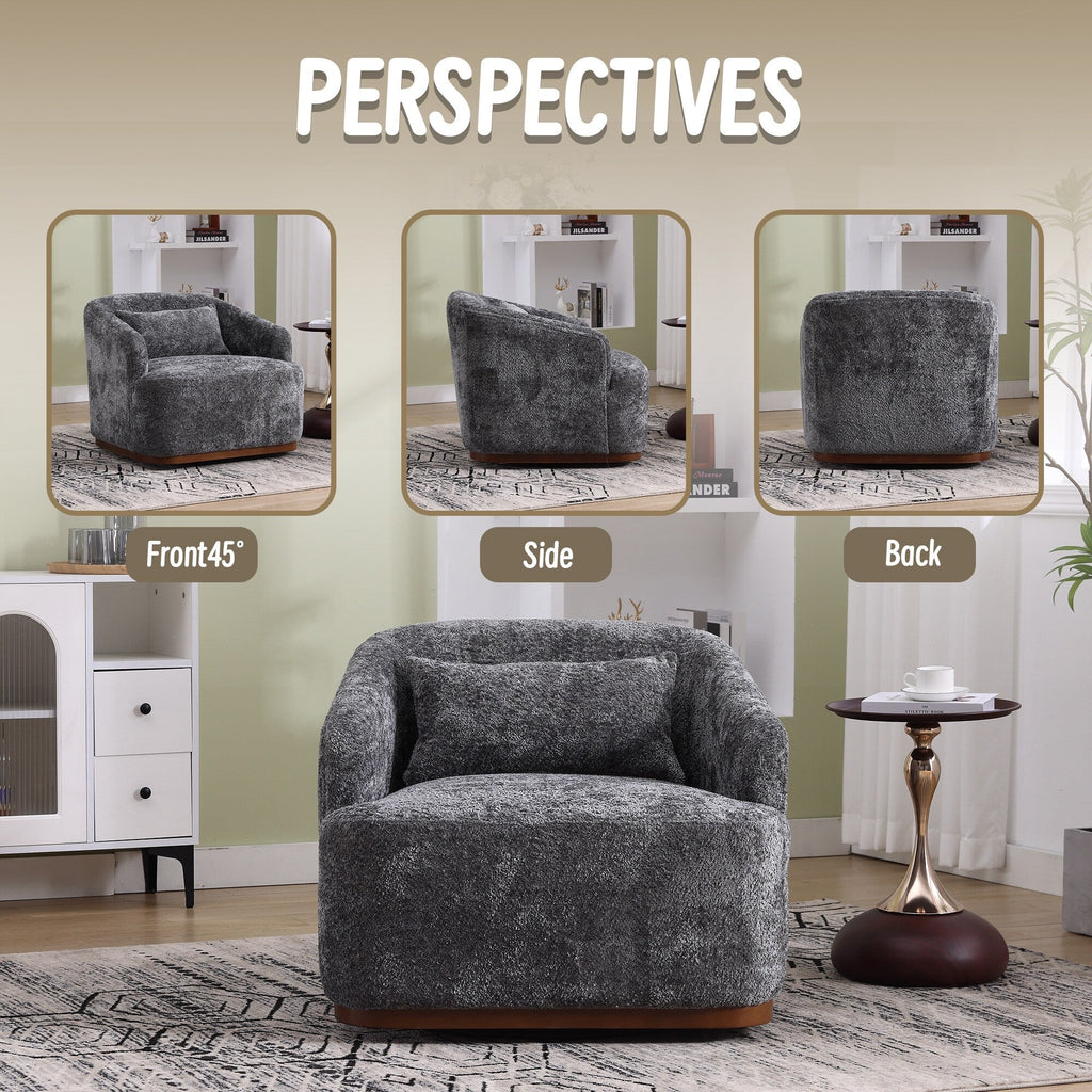 Fauteuil pivotant en chenille, canapé d'appoint confortable à 360 degrés pour salon, chambre et bureau avec coussin amovible
