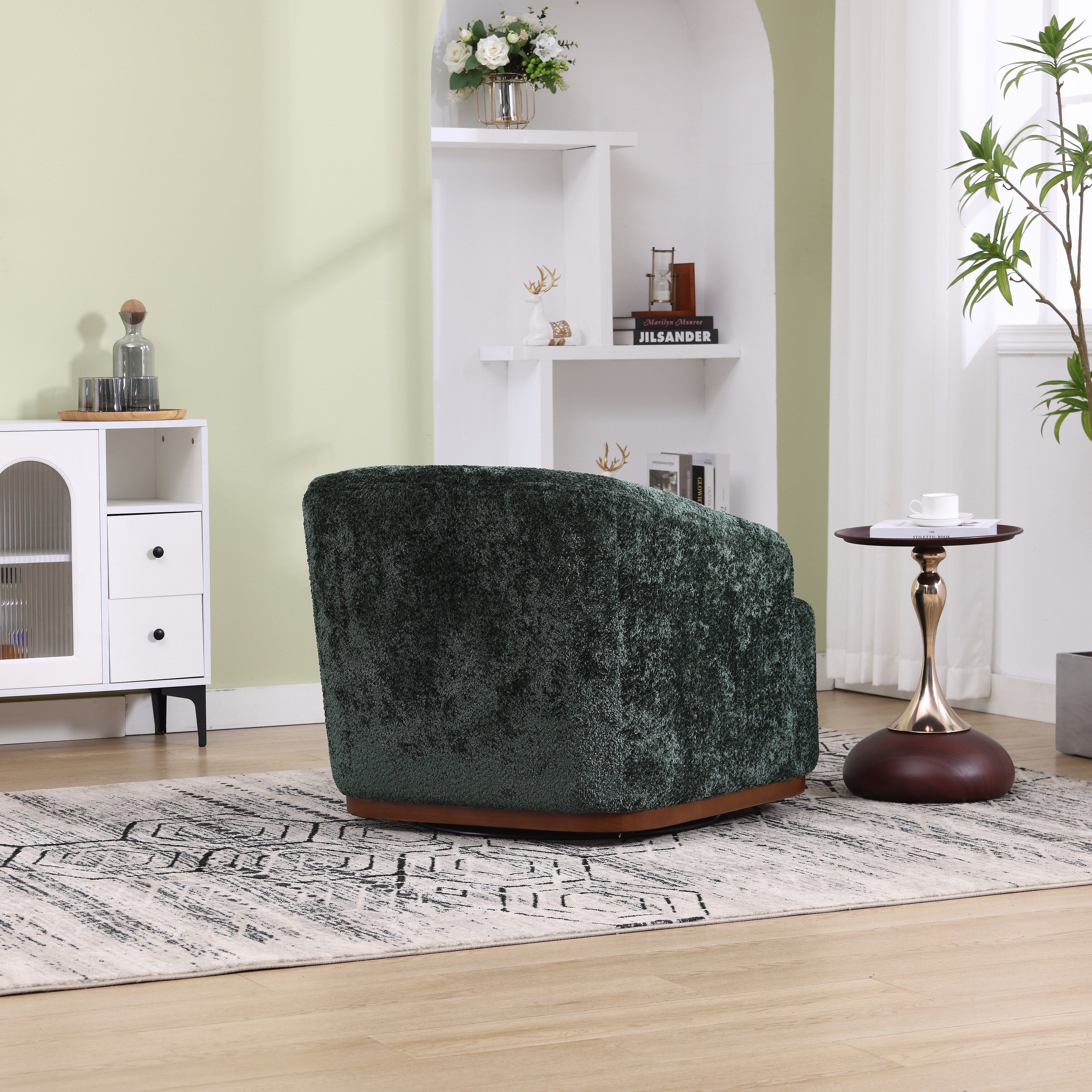 Fauteuil pivotant en chenille, canapé d'appoint confortable à 360 degrés pour salon, chambre et bureau avec coussin amovible