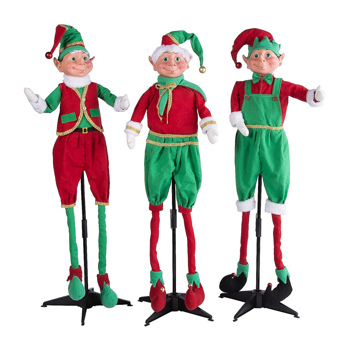 Ensemble de 3 elfes debout de Noël, décoration d'intérieur