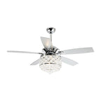 Lustre/ventilateur de plafond à 4 lumières en chrome/cristal avec télécommande