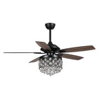 Lustre/ventilateur de plafond à 4 lumières en chrome/cristal avec télécommande