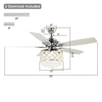 Lustre/ventilateur de plafond à 4 lumières en chrome/cristal avec télécommande