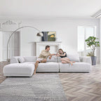 Canapé modulaire Cloud 144 avec pouf - Canapé de salon en tissu chenille moelleux