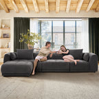 Canapé modulaire Cloud 144 avec pouf - Canapé de salon en tissu chenille moelleux