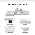 Canapé modulaire Cloud 144 avec pouf - Canapé de salon en tissu chenille moelleux