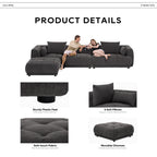 Canapé modulaire Cloud 144 avec pouf - Canapé de salon en tissu chenille moelleux