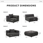 Canapé modulaire Cloud 144 avec pouf - Canapé de salon en tissu chenille moelleux
