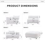 Canapé modulaire Cloud 144 avec pouf - Canapé de salon en tissu chenille moelleux