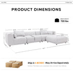 Canapé modulaire Cloud 144 avec pouf - Canapé de salon en tissu chenille moelleux