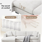 Canapé sectionnel Cloud, ensemble de canapés de luxe en forme de L avec 2 oreillers gratuits, mobilier d'intérieur 4 places en chenille avec méridienne surdimensionnée