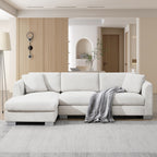 Canapé sectionnel Cloud, ensemble de canapés de luxe en forme de L avec 2 oreillers gratuits, mobilier d'intérieur 4 places en chenille avec méridienne surdimensionnée