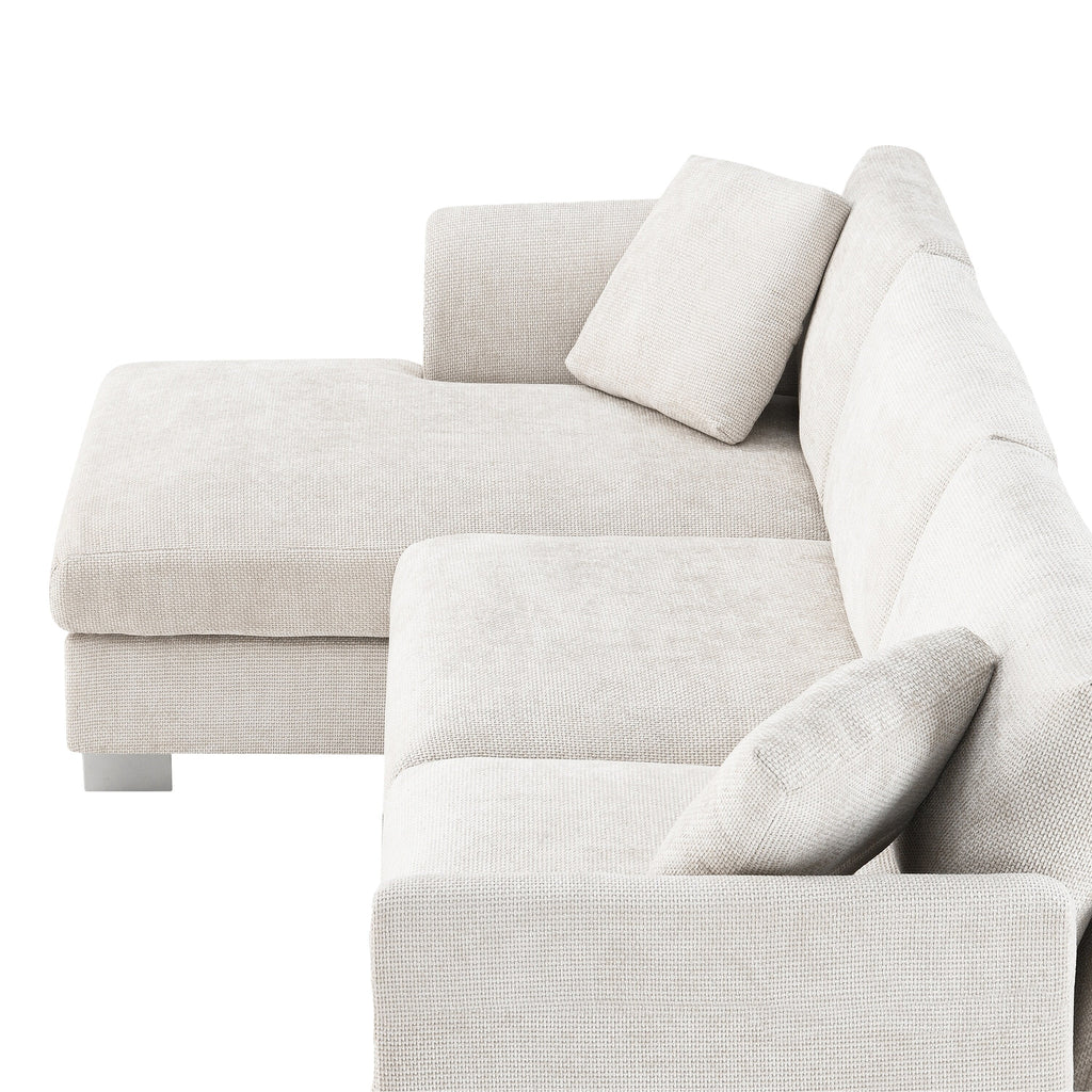 Canapé sectionnel Cloud, ensemble de canapés de luxe en forme de L avec 2 oreillers gratuits, mobilier d'intérieur 4 places en chenille avec méridienne surdimensionnée