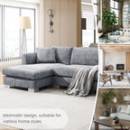 Canapé sectionnel Cloud, ensemble de canapés de luxe en forme de L avec 2 oreillers gratuits, mobilier d'intérieur 4 places en chenille avec méridienne surdimensionnée