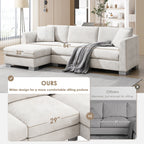 Canapé sectionnel Cloud, ensemble de canapés de luxe en forme de L avec 2 oreillers gratuits, mobilier d'intérieur 4 places en chenille avec méridienne surdimensionnée