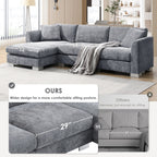 Canapé sectionnel Cloud, ensemble de canapés de luxe en forme de L avec 2 oreillers gratuits, mobilier d'intérieur 4 places en chenille avec méridienne surdimensionnée
