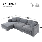 Canapé sectionnel Cloud, ensemble de canapés de luxe en forme de L avec 2 oreillers gratuits, mobilier d'intérieur 4 places en chenille avec méridienne surdimensionnée