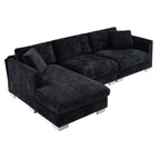 Canapé sectionnel Cloud, ensemble de canapés de luxe en forme de L avec 2 oreillers gratuits, mobilier d'intérieur 4 places en chenille avec méridienne surdimensionnée