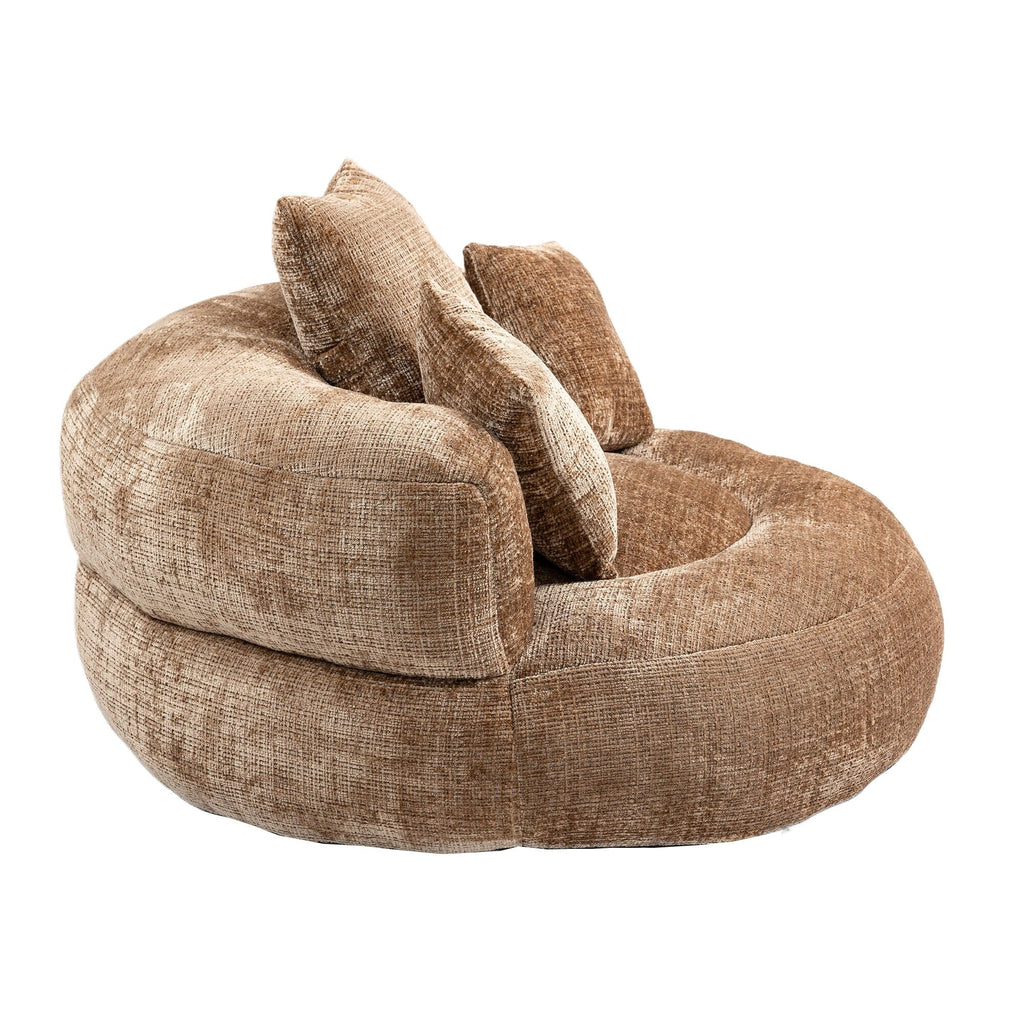 Canapé poire surdimensionné en chenille de 42,52 pouces avec trois oreillers pour chambre à coucher