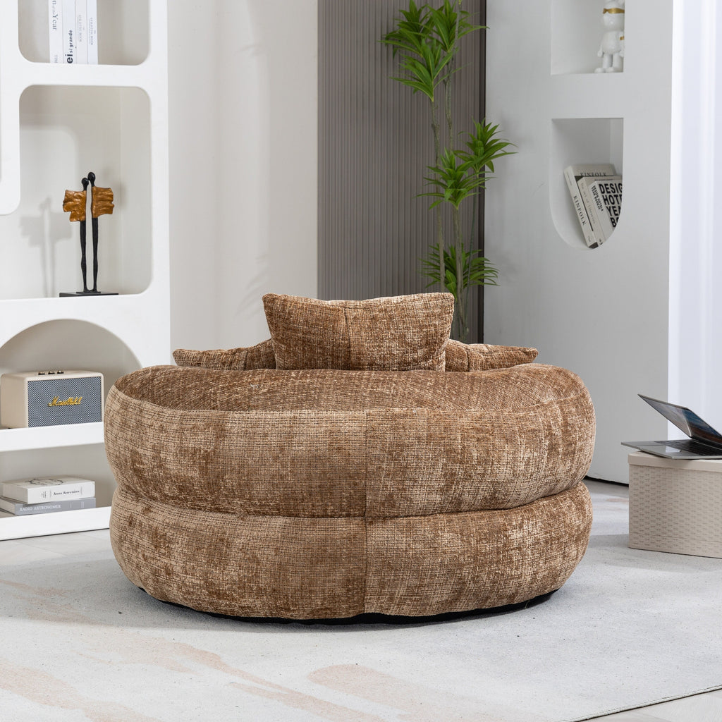 Canapé poire surdimensionné en chenille de 42,52 pouces avec trois oreillers pour chambre à coucher
