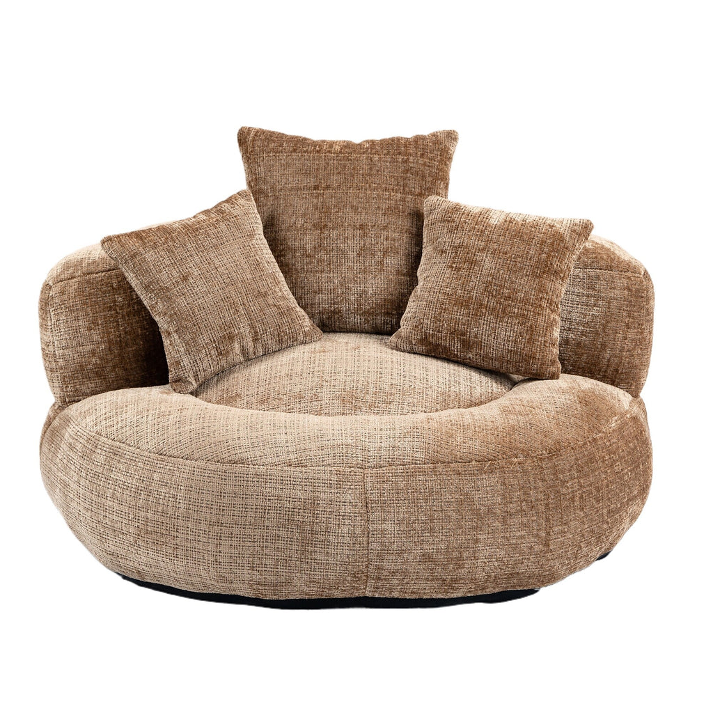 Canapé poire surdimensionné en chenille de 42,52 pouces avec trois oreillers pour chambre à coucher