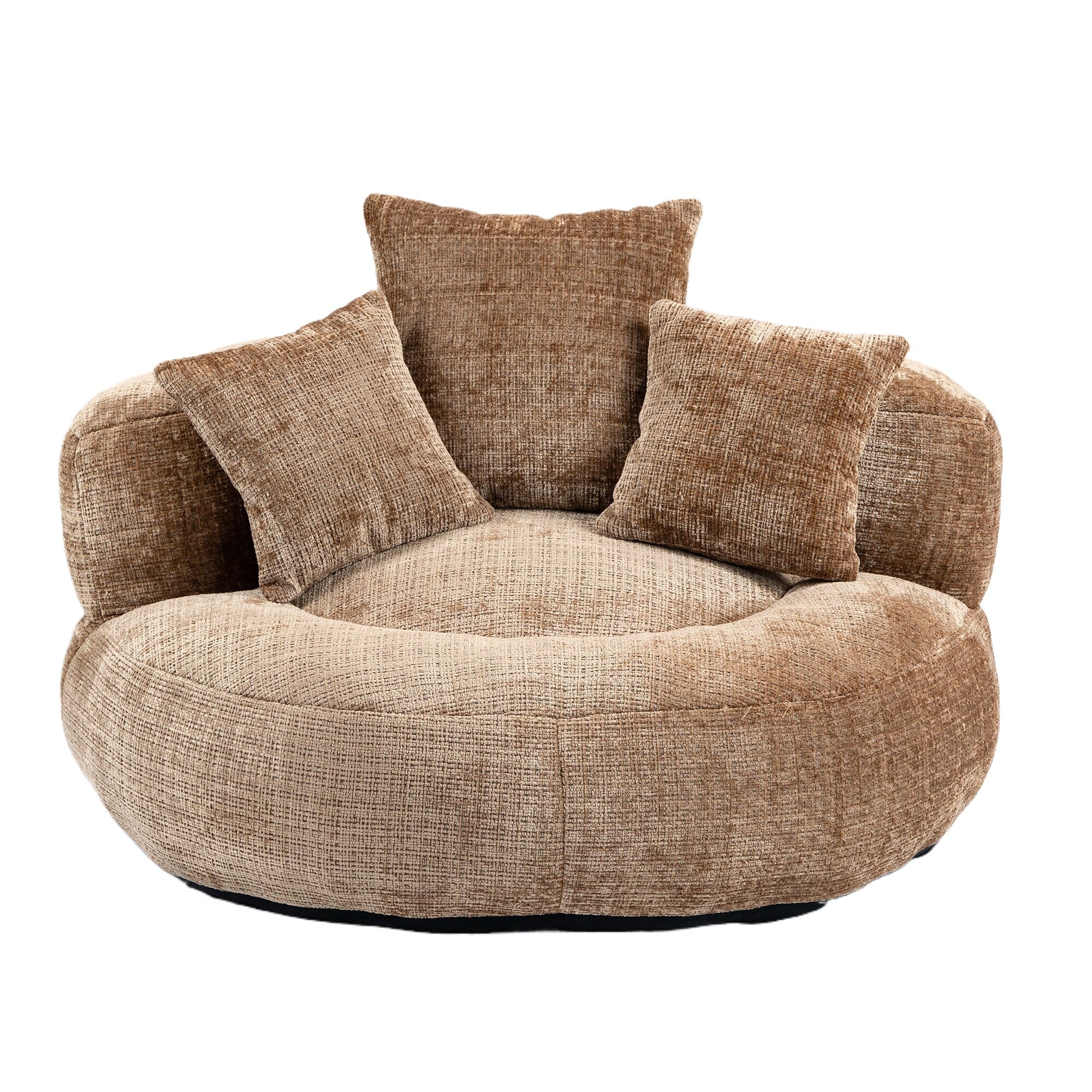 Canapé poire surdimensionné en chenille de 42,52 pouces avec trois oreillers pour chambre à coucher
