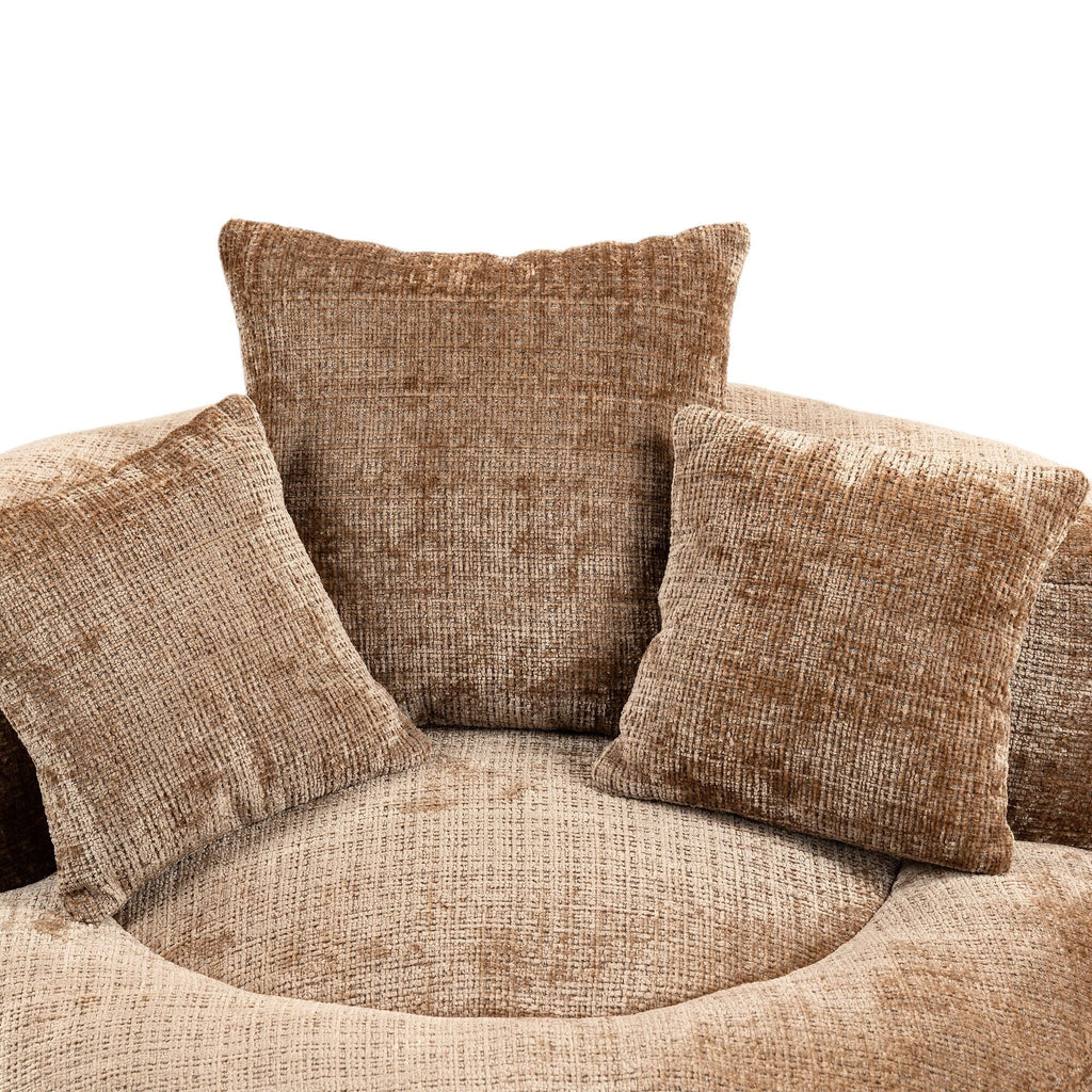Canapé poire surdimensionné en chenille de 42,52 pouces avec trois oreillers pour chambre à coucher