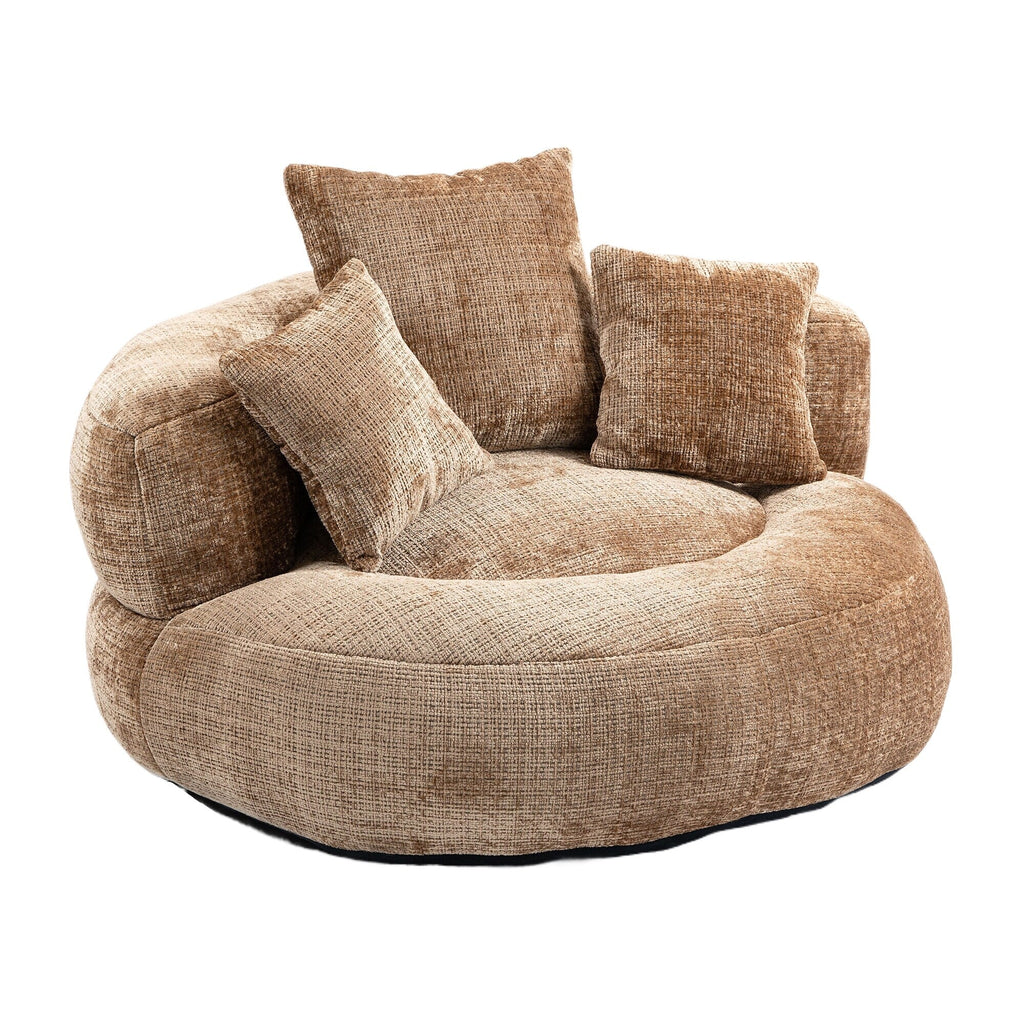 Canapé poire surdimensionné en chenille de 42,52 pouces avec trois oreillers pour chambre à coucher