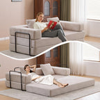 Canapé-lit convertible avec dossier coussiné en tissu chenille pour salon et chambre à coucher