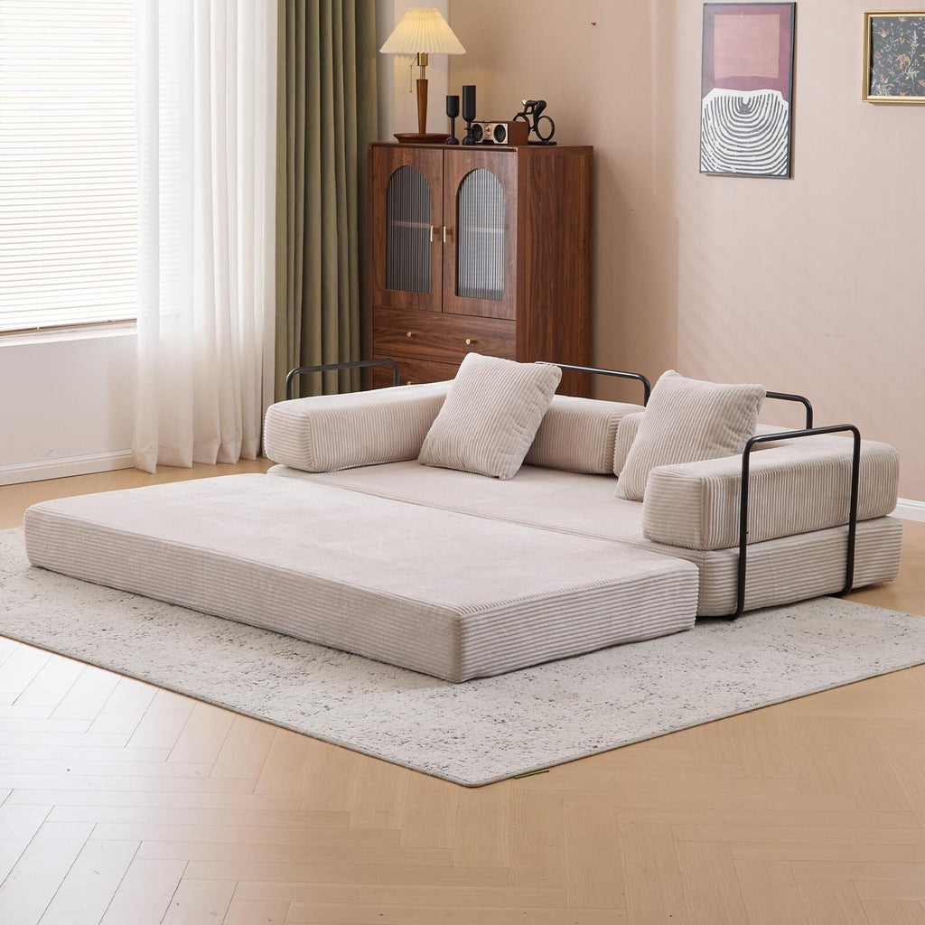 Canapé-lit convertible avec dossier coussiné en tissu chenille pour salon et chambre à coucher
