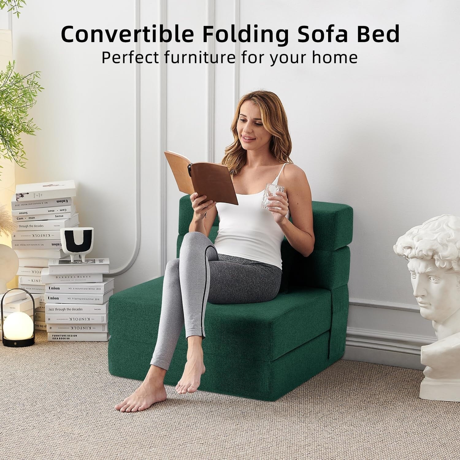 Canapé-lit convertible pliant - Fauteuil-lit moderne en lin avec oreiller et matelas pliable pour salon/dortoir/chambre d'amis