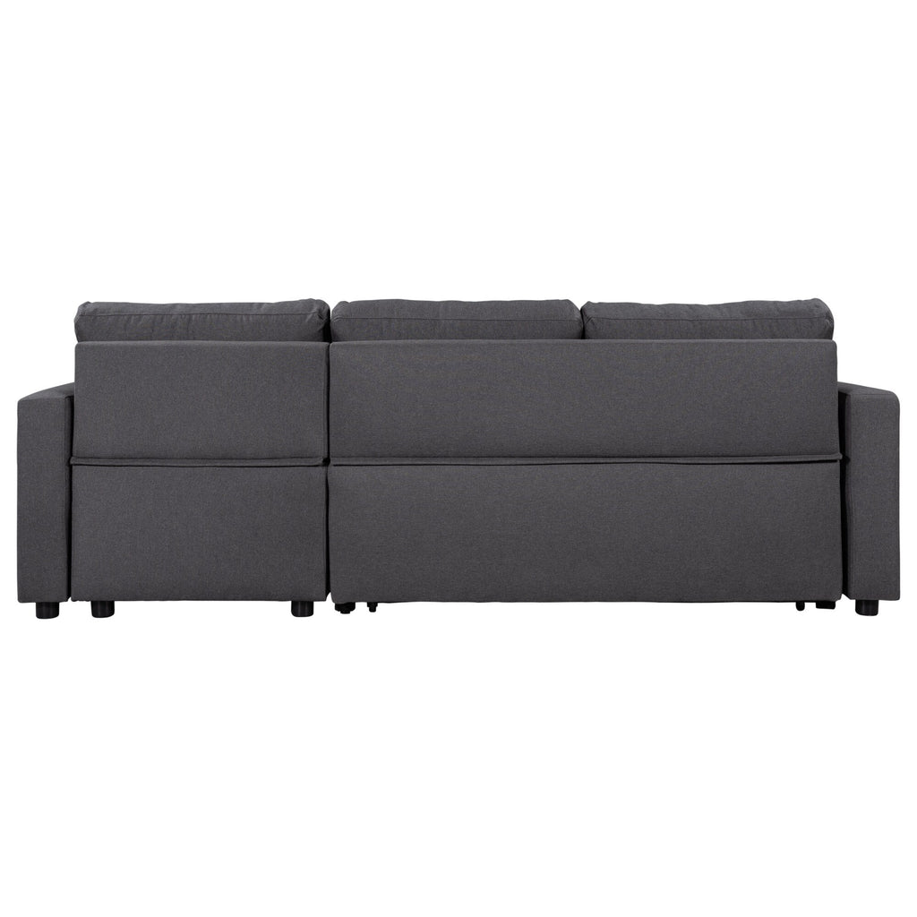 Canapé convertible en L avec lit gigogne et espace de rangement, 2 coussins d'appoint