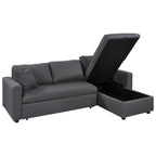 Canapé convertible en L avec lit gigogne et espace de rangement, 2 coussins d'appoint